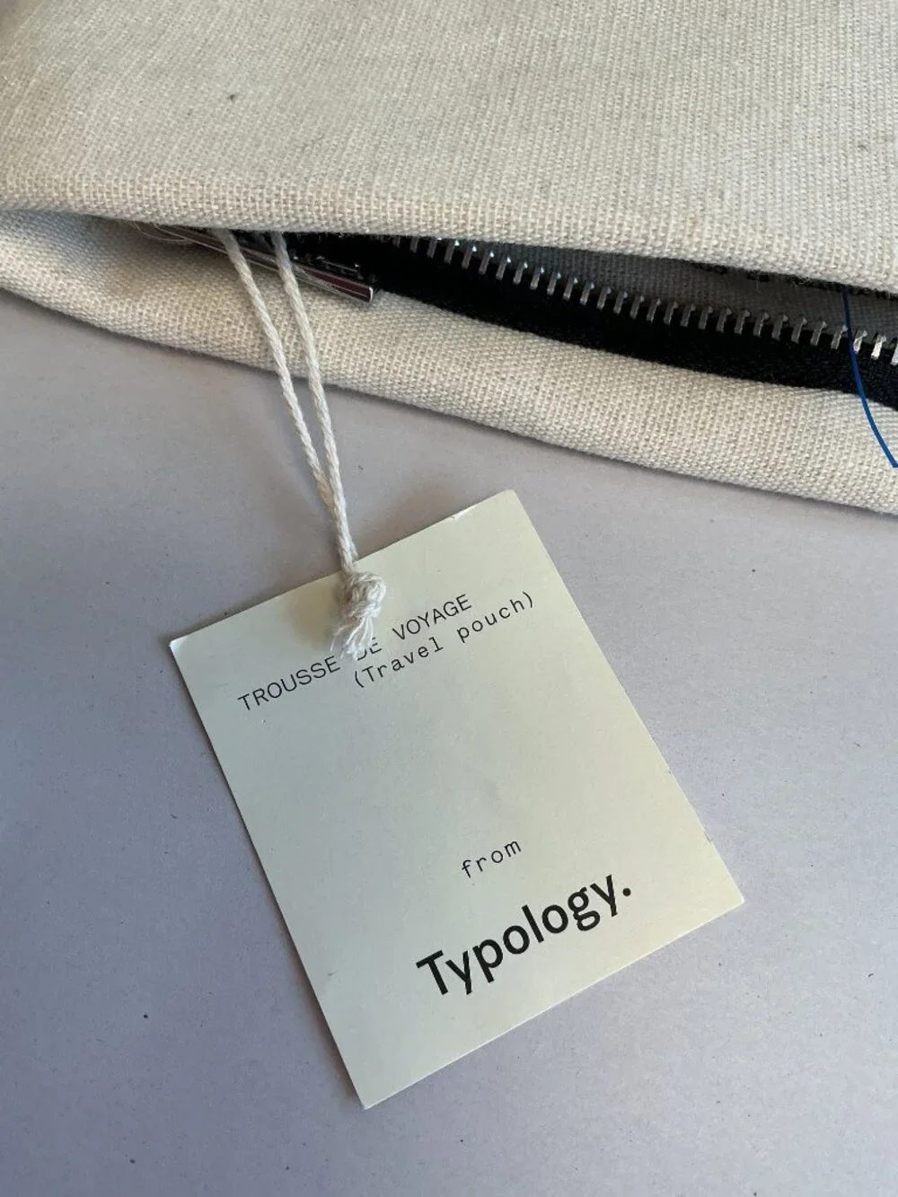 Typology Paris Travel Pouch NWT Cream Recycled Cotton Polyester Cosmetic Bag